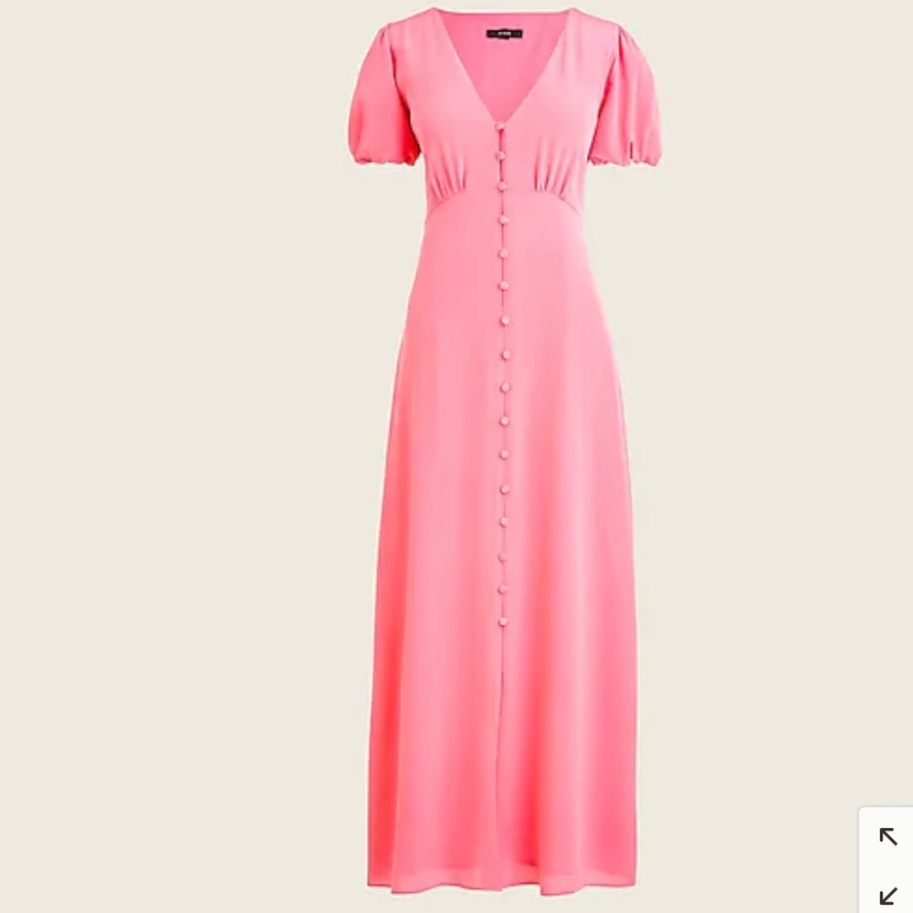 NWT JCREW  pink Puff-sleeve silk midi dress